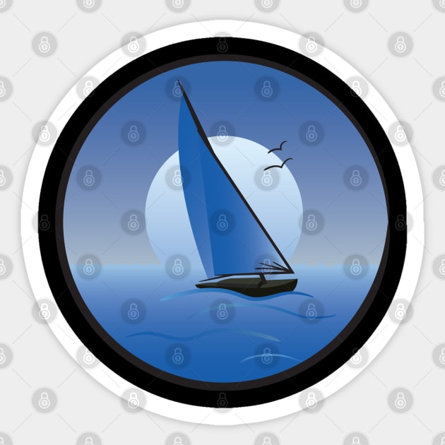 Sailboat with a Blue Moon Sticker by PauHanaDesign